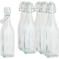 VBS Glasflasche mit Bügelverschluß "Eckig", 500ml, 6 Stück von Durchsichtig