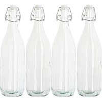 VBS Glasflasche mit Bügelverschluß "Rund", 1 Liter, 4 Stück von Durchsichtig