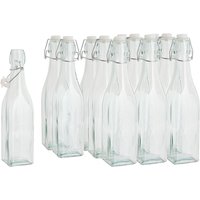 VBS Glasflaschen mit Bügelverschluß "Eckig", 500 ml, 12 Stück von Durchsichtig