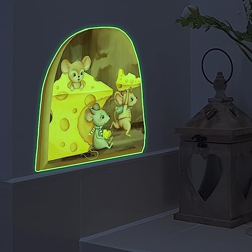 3 Wandtattoo Mouse Hole Wandaufkleber Jugendzimmer 3D Mausloch Aufkleber 15 * 15 cm Wandsticker Fluoreszenz Nette realistische Maus Wand Kunst Aufkleber Für Kinderzimmer, Wohnzimmer, Wanddekoration von Durdiiy