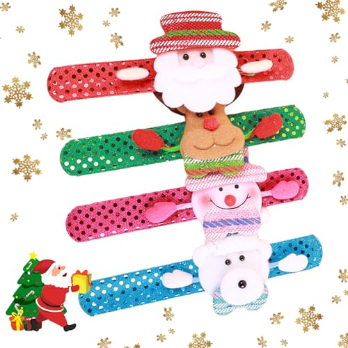 4 Stück Weihnachten Pat Ringe, Armbänder Weihnachten Kinder Pat Ringe Armbänder Dekorative Bunte Armbänder Klopfen Armbänder (B) von Durdiiy