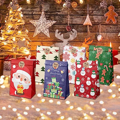 Adventskalender zum Befüllen Geschenk Papiertueten Zum Selber Befüllen Basteln Advents Tüten mit 24 Papiertüten (6-Stile) und Aufkleber Papier und Clips für Weihnachts Lagerung Dekoration von Durdiiy