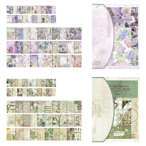 Durdiiy 200 Stk Scrapbooking Papier Deko Vintage Bastelpapier Washi Dekopapier Designpapier, Bastelpapier für DIY Lesezeichen Dekorative Bullet Journal Zubehör NotebookCard Making Fotoalbum (B, 200) von Durdiiy