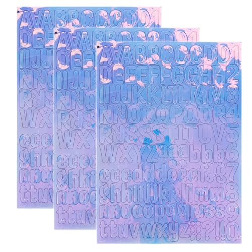 Durdiiy 3 Blätter Selbstklebende Buchstaben Zahlen Aufkleber Kit Buchstaben Aufkleber Bunt Vinyl Aufkleber Alphabet-Aufkleber Nummern Aufkleber für DIY kreative Handwerk, Scrapbooking von Durdiiy