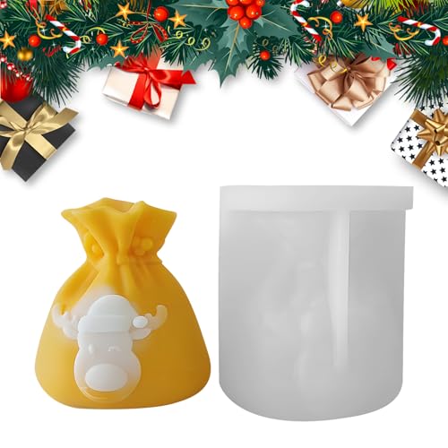 Durdiiy 3D Silikonform Weihnachten Kerzenform, Geschenkbeutel Wichtel Silikonform, Silikonform Kerzenform Seifenform für Duftkerzen, Seifen, Süßigkeiten Herstellung Zubehör DIY Epoxidharz Formen (B) von Durdiiy