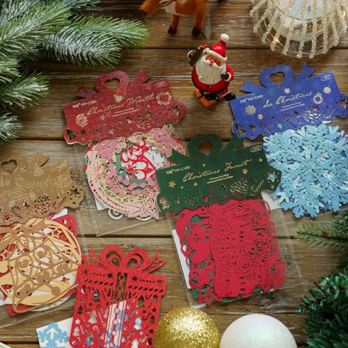 Durdiiy 40 PCS Weihnachtsmuster Scrapbook Vintage Weihnachten Scrapbook Exquisite hohle Weihnachten Aufkleber für Geschenk Verpackung Weihnachtsgrußkarte Dekor Album Notizbuch Journal Scrapbook von Durdiiy