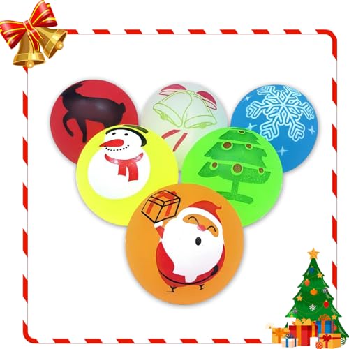 Durdiiy Flummis für kinder 29mm Bouncy Jet Bälle, Weihnachten Bouncy Balls Glow at Night, 6pcs Flummis als Gastgeschenke für Kinder, Partytütenfüller,Geschenktütenfüllung, Weihnachtsstrumpffüller von Durdiiy