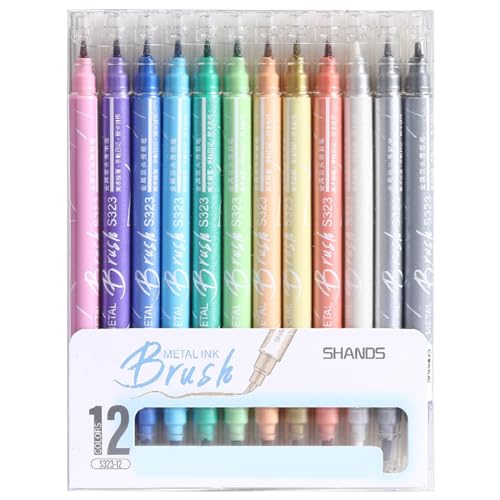 Marker Pens Double Ended Metallic Bunte Marker Pen Farben Graphic Marker Pen Art Skizze Twin Marker Pen Qualität Farbige Stoff Marker Stifte für Zeichnung Coloring Hervorhebung (12 Farben) von Durdiiy