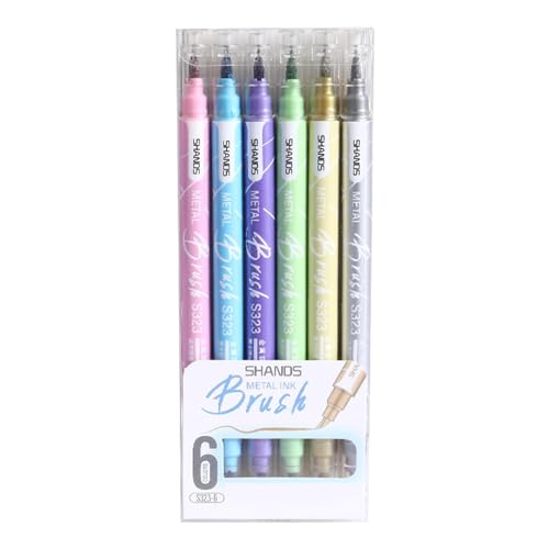 Marker Pens Double Ended Metallic Bunte Marker Pen Farben Graphic Marker Pen Art Skizze Twin Marker Pen Qualität Farbige Stoff Marker Stifte für Zeichnung Coloring Hervorhebung (6 Farben) von Durdiiy