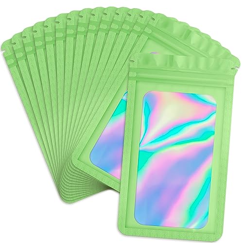 Durimoiy 100 Stück grüne holographische Beutel Mylar Beutel, klare Dichtung wiederverschließbare Geruch Beweis Beutel Folie Beutel Zip Beutel für Schmuck(9x16 cm) von Durimoiy