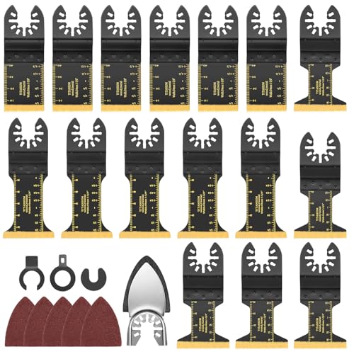 Durofort 22tlg Titanium Multitool Sägeblätter Kit,Universal Zubehör für oszillierende Werkzeuge,Multifunktionswerkzeug für Metall, Holz, Nägel, Schrauben Schneiden für Dewalt Makita Bosch und Mehr von DuroFort