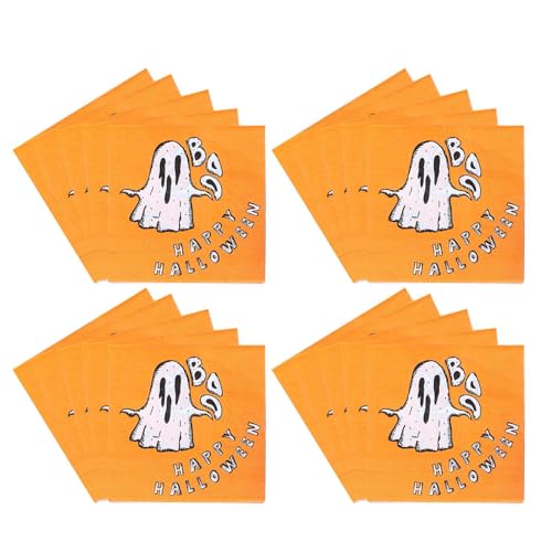 Duroecsain Halloween-Geister-Servietten, Geister-Papierservietten - Dekorative Papierhandtücher für Party | Halloween-Dekorationsservietten, gruselige Boo-Geist-Halloween-Party-Papierservietten für von Duroecsain