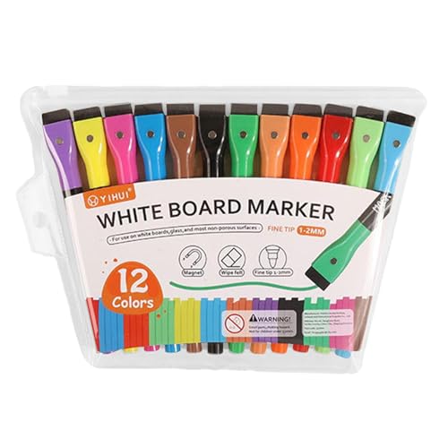 Duroecsain Magnetische trocken abwischbare Marker, feine Spitze, trocken abwischbar, 12 Stück Whiteboard-Marker – trocken abwischbare Marker mit feiner Spitze für von Duroecsain