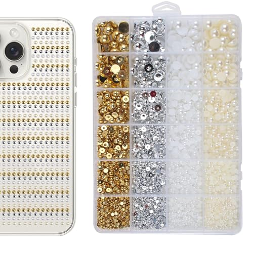 Duroecsain Nagelperlen,Halbrunde Bastelperlen - Flache Rückseite, Mini Perlen Für Handy Case Verzierung Nageldesign Duroecsain Nagelperlen,Halbrunde Bastelperlen - Flache Rückseite, Mini Perlen Für Handy Case Verzierung Nageldesign von Duroecsain