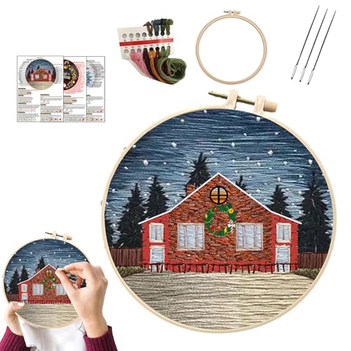 Duroecsain Weihnachts-Stickset,Stickset Weihnachten | Weihnachtsornament-Sticksets,Stickset mit Muster für Thanksgiving-Partys, Anfänger von Duroecsain