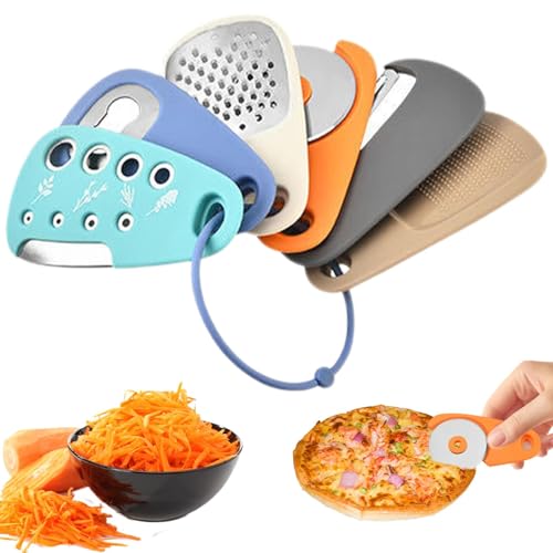 Duroecsain schäler für Küche, Küchenschäler -Set | schlepper Pizza Cutter - 6x Multifunktionale Küchengeräte, Flaschenöffner, Kochwerkzeuge für Knoblauch, Obst, von Duroecsain