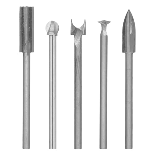 Holzfräser Set 5 Stück, Kompatibel mit Dremel, 3mm Schaft, für Heimwerker, Holzarbeiten, Schnitzen, Gravieren und Bohren, Hartmetallfräser von Duronge