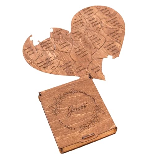 20 Gründe, warum ich dich liebe Puzzle, Herz Puzzle Box, Holzherzen in der Box, I Love You Geschenke für Freund Freundin Frau Ehemann Valentinstag Hochzeitstag von Dusarls