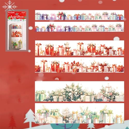 Dusarls 3 Rollen Weihnachten Washi Tapes, Weihnachtsbaum Winter Wald Geschenkbox Weihnachtsmann Masking Tape, Frohe Weihnachten Cut Aufkleber für DIY Handkonto Scrapbooking Geschenkverpackung Supplies von Dusarls