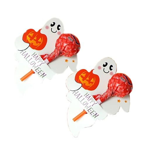 Dusarls 50 Stück Halloween Lutscher Papier Karte Kürbis Geist Lutscher Halter Halloween Party Supplies Süßigkeitenpackung von Dusarls