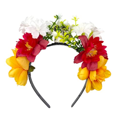 Dusarls Halloween-Party-Haarschmuck, künstlicher Blumenschädelkopf, dekorativer Haarreif, Festival-Kopfbedeckung, Stirnband für Frauen von Dusarls