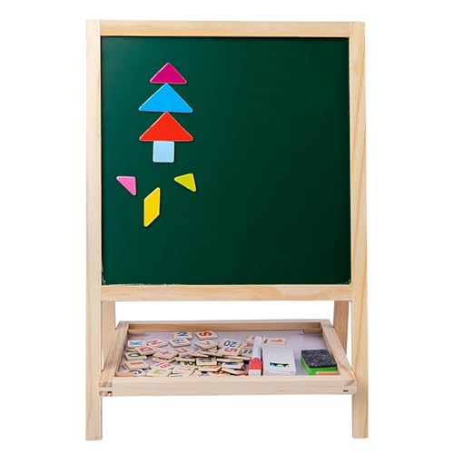 Zwei-in-Eins-Reißbrett aus Holz, doppelseitiges großes Schwarz-Weiß-Brett, Multifunktion ale Painting-Tafel mit Staffelei für Kinder von Dusarls