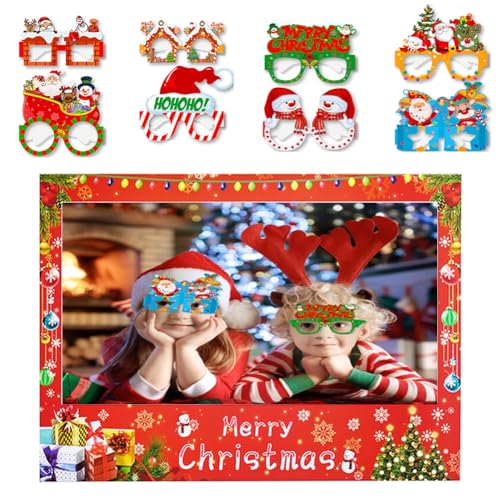 Dusenly Weihnachts-Bilderrahmen Requisiten Xmas Bilderrahmen Weihnachten Brille Papier Sonnenbrille Brille für Weihnachten Party Dekoration Supplies von Dusenly