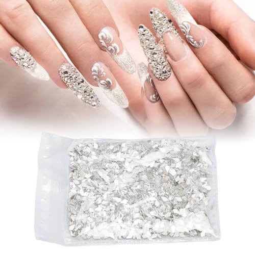 Silberne Strasssteine ​​für Nägel, Nail Art-Strasssteine-Set, transparente funkelnde Kristall-Strasssteine ​​mit flacher Rückseite für Nagelhandwerk, Make-up von Dussdote