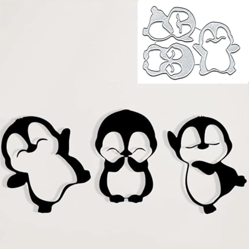 Metall-Stanzschablonen, Motiv: Pinguine, niedliche Pinguine, Stanzschablonen, DIY, Scrapbooking, Karten, dekorative Prägepapier-Stanzformen für Alben, Karten, Scrapbooking, 3 Stück von DuuFounG