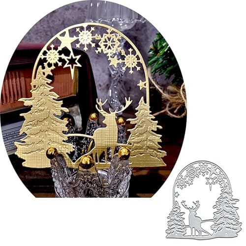 DuuFounG Weihnachtskugel Metall Stanzschablonen Weihnachtsbaum Hirsch Ball Stanzformen Schneiden Schablonen DIY Scrapbooking Karten Dekorative Prägepapier für Album, silber von DuuFounG