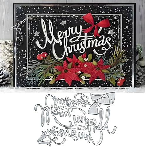 Metall-Stanzschablone mit Aufschrift "Merry Christmas", Stanzschablonen für Scrapbooking, Karten, Fotoalbum, Basteln, dekorative Prägepapier-Stanzformen für Alben, Karten, Scrapbooking von DuuFounG