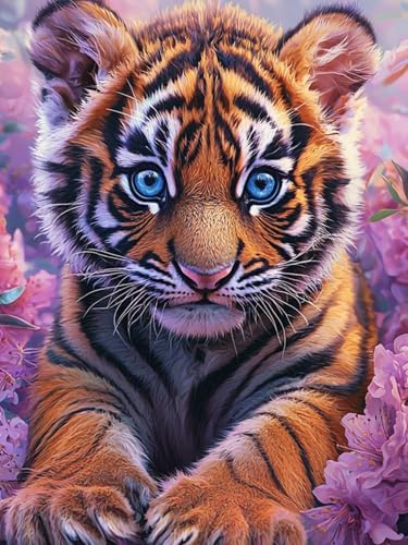 Diamond Painting, Tiger 5D Diamant Painting Bilder, Anwendbar auf Diamond Painting Set für Erwachsene und Anfänger, 5D Blume Diamond Painting Set, DIY machen Bastelset für Haus Wanddeko 90x120cm. S-1 von Duuanxin