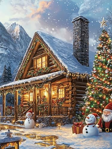 Haus Diamond Painting Erwachsene, 5D Weihnachtsbaum diamond painting erwachsene, daiments painting, Fantasie Runder Vollbohrer Diamanten Malerei Stickerei Geschenke Home Wand Dekor 100x130cm. C-5 von Duuanxin