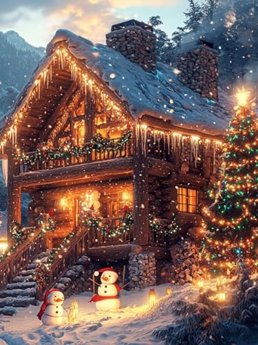 Haus Diamond Painting Erwachsene, 5D Weihnachtsbaum diamond painting erwachsene, daiments painting, Fantasie Runder Vollbohrer Diamanten Malerei Stickerei Geschenke Home Wand Dekor 100x130cm. V-2 von Duuanxin