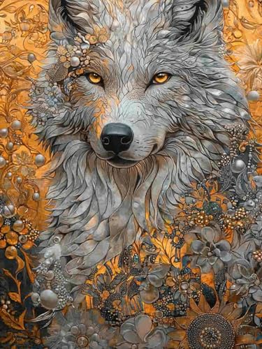 Wolf Diamond Painting Erwachsene, 5D Anlage diamond painting erwachsene, daiments painting, DIY Fantasie Runder Vollbohrer Diamanten Malerei Stickerei Kreuzstich Geschenke Home Wand Dekor 20x30cm. C-9 von Duuanxin