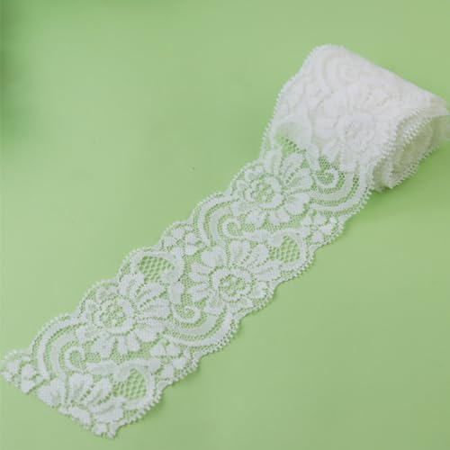 Duuclume 6,1 cm x 4,5 m Vintage-Spitzenstoff, weißer Spitzenbesatz, elastisches, dehnbares Spitzenband – perfekt für Basteln, Hochzeit, Geschenkverpackung, Heimdekoration und Weihnachtsdekoration von Duuclume