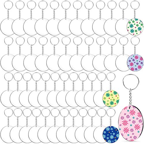 Duufin 150 Stück Acryl Schlüsselanhänger Rohlinge mit Transparente Acrylrohlingen und Schlüsselringen für DIY Schlüsselanhänger und Basteln von Duufin