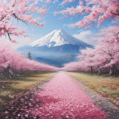 Malen Nach Zahlen Erwachsene Japanische Kirschblüte, Anfänger und Kinder, DIY Handgemalt Ölgemälde Kit Mit Knitterfreie Leinwand, Pinsels und Acrylfarbe, Kreativ Bastelset, Geschenk 110x110cm D-239 von Duushuait