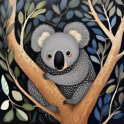 Malen Nach Zahlen Erwachsene Wald Koala, Anfänger und Kinder, DIY Handgemalt Ölgemälde Kit Mit Knitterfreie Leinwand, Pinsels und Acrylfarbe, -Kreativ Bastelset, Exquisit Frau Geschenk 110x110cm D-246 von Duushuait