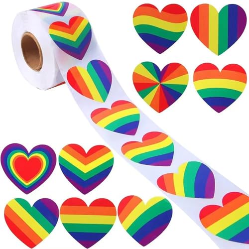 500 Stück Regenbogen-Herz-Aufkleber, 2,5 cm, 3,8 cm, selbstklebende Verpackungsetiketten für Umschläge, Kartons, Verpackungen, Dekoration 500 Stück Regenbogen-Herz-Aufkleber, 2,5 cm, 3,8 cm, selbstklebende Verpackungsetiketten für Umschläge, Kartons, Verpackungen, Dekoration von Duyeuau