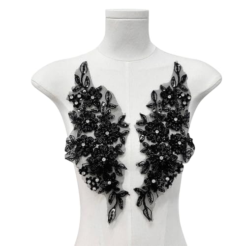 Bestickte Blumen-Aufnäher für Hochzeitskleid, Abendkleid, Perlen, Strass, zum Aufnähen, bestickte Applikation Bestickte Blumen-Aufnäher für Hochzeitskleid, Abendkleid, Perlen, Strass, zum Aufnähen, bestickte Applikation von Duyeuau