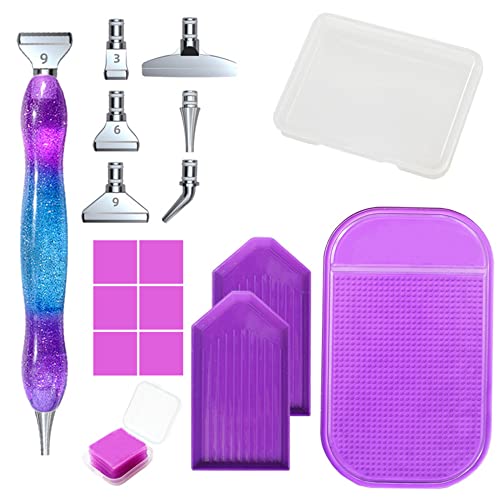 5D Diamond Malstift Set, DIY Diamond Painting Stift mit 6 Ersatz Stiftköpfe, 6 Teilen Kleber Ton, Klebrige Matte, Korrekturplatte, Diamond Painting Zubehör für Malerei Handwerk DIY Nagelkunst von DuzLink