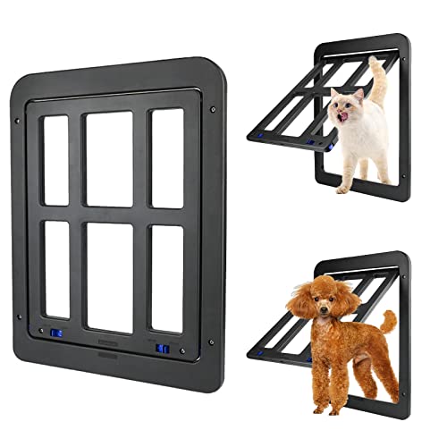 DuzLink Haustierklappe, Hundeklappe Katzenklappe Fliegengittertür mit Magnetverschluss, Haustiertüre mit Sperren Insektenschutztür für kleine Hunde Katzen, Schwarz 31.5 x 25 cm von DuzLink