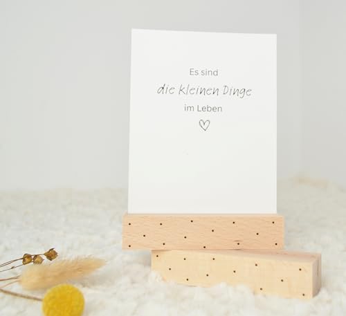 Kartenhalter Holz 2er Set, liebevolle Pünktchen, Postkartenständer mit Gravur, Tisch Deko klein, Tischkartenhalter für Hochzeit, Fotohalter Spruch, Foto Geschenk Geburtstag, Frauen, Beste Freundin von DwieDeko