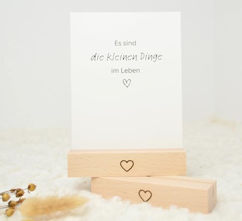 Kartenhalter Holz 2er Set, schwarzes Herz, Postkartenständer mit Gravur, Tisch Deko klein, Tischkartenhalter für Hochzeit, Fotohalter Spruch, Foto Geschenk Geburtstag, Frauen, Beste Freundin von DwieDeko