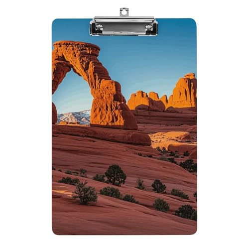 Arches National Park-Standard-Klemmbrett, dekorativ, A4, Briefform, Klemmbretter mit niedrigem Profil, Menüblöcke, Quittungsclips, Acryl-Klemmbrett für Büro, Restaurant, Café, Hotel, 32,5 x 21,6 cm von Dwrepo