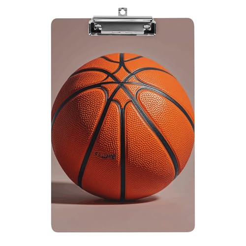 Basketball-Klemmbrett, dekorativ, A4, Briefgröße, Klemmbretter mit niedrigem Profil, Menüblöcke, Quittungsclips, Acryl-Klemmbrett für Büro, Restaurant, Café, Hotel, 31,8 x 21,6 cm, Orange von Dwrepo