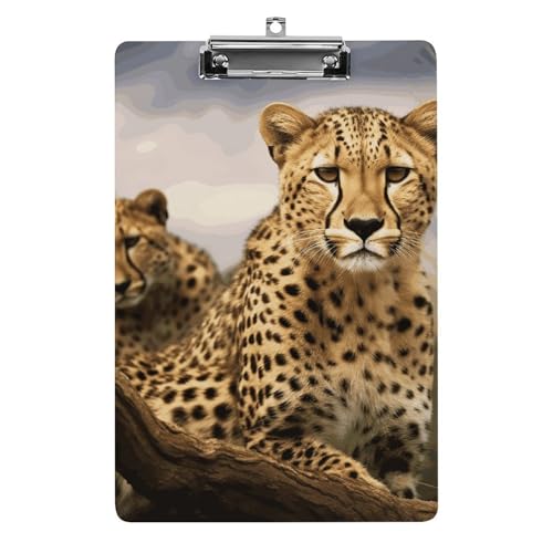 Cooles Leopard-Klemmbrett, dekorativ, A4, Briefgröße, Klemmbretter mit niedrigem Profil, Menüblöcke, Quittungsclips, Acryl-Klemmbrett für Büro, Restaurant, Café, Hotel, 31,8 x 21,6 cm von Dwrepo