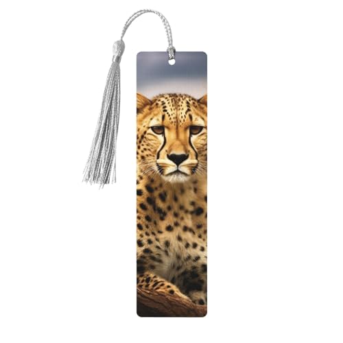 Cooles Leoparden-Lesezeichen aus Holz für Buchliebhaber, Lesezeichen mit Quasten, Holzhandwerk, Geschenkanhänger, Etiketten, rechteckig, Lesezeichen, Ornamente, ausgefallenes Geschenk für Männer und von Dwrepo