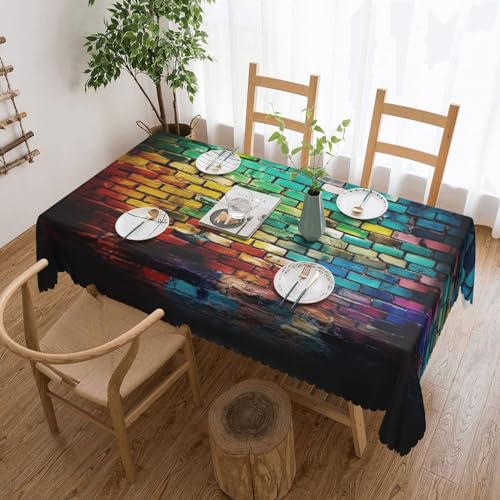 Dwrepo Tischdecke mit buntem Ziegeldruck, rechteckig, wasserdicht, dekorative Tischdecke für Küche, Restaurant, Dekoration, 137 x 183 cm von Dwrepo